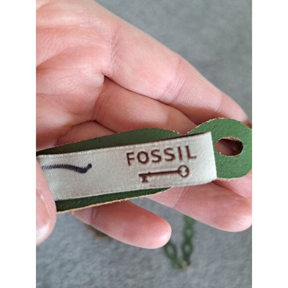 Fossil Green Leather Cutout Belt With Silver Buckle Womens Size L - Picture 3 of 10